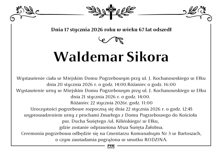 Waldemar Sikora - nekrolog